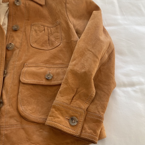 Banana republic Cropped camel leather jacket with 3/4 sleeve - Picture 3 of 6